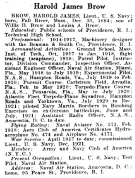 1922 "Who's Who in American Aeronautics" (Source: Woodling)