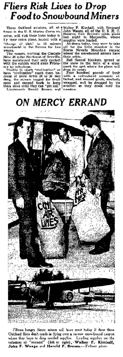 Rescue Mission, Oakland Tribune, March 17, 1935 (Source: Woodling)