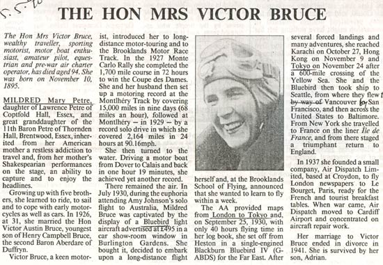 Mary Victor Bruce, Obituary, May 25, 1990