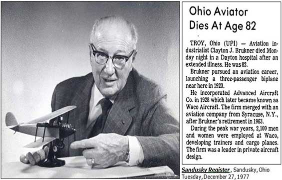 C.J. Brukner Obituary, Sandusky (OH) Register, December 27, 1977 (Source: Link)