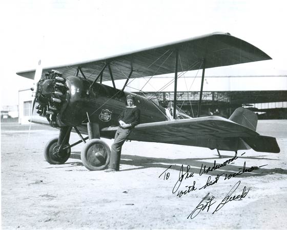Robert Buck and NC549K in Alhambra, CA, Ca. October 7, 1930 (Source: Underwood)