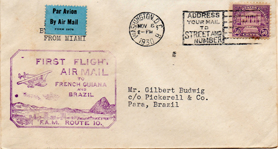 Airmail Cachet, November 8, 1930