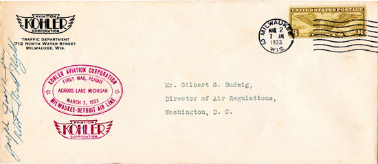 Airmail Cachet, March 2, 1933