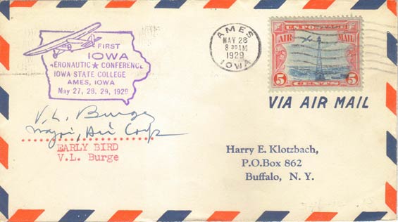 U.S. Postal Service Cachet, May 28, 1929 (Source: Staines)