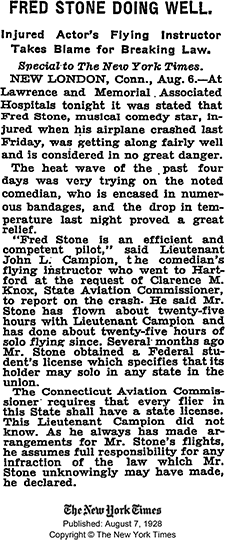 The New York Times, August 7, 1928 (Source: NYT) 