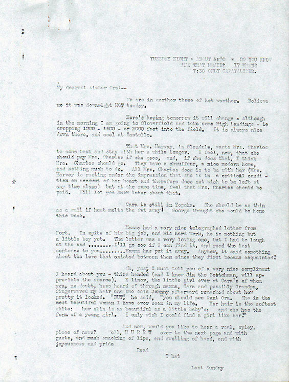 Mary Charles to Sister Leanora, Page 1, Date Unknown (Source: NASM)
