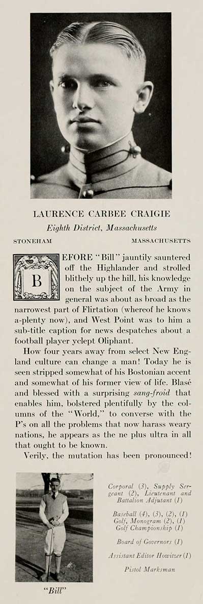 L.C. Craigie, USMA, Class of 1923 (Source: ancestry.com)