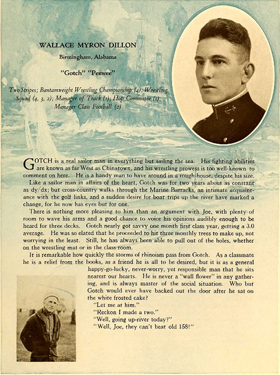 W.M. Dillon, USNA Yearbook (Source: Woodling)