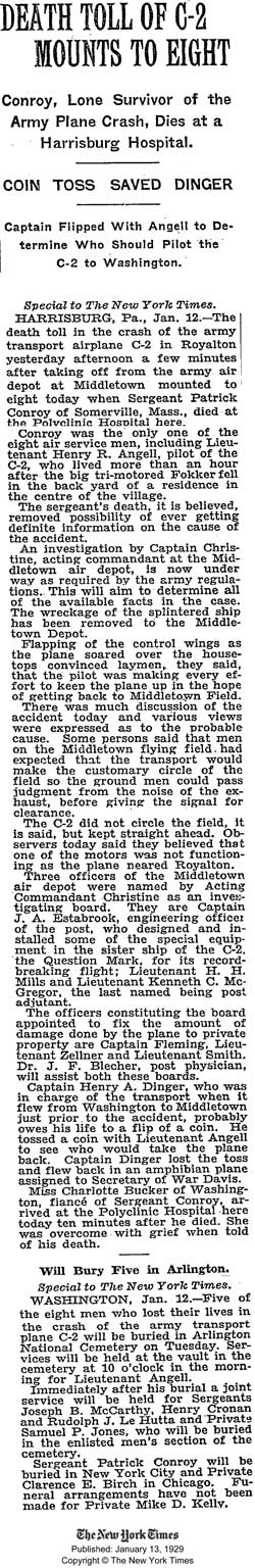 New York Times, January 13, 1929