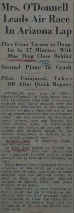 Unidentified News Article, August 19, 1930 (Source: Sala) 