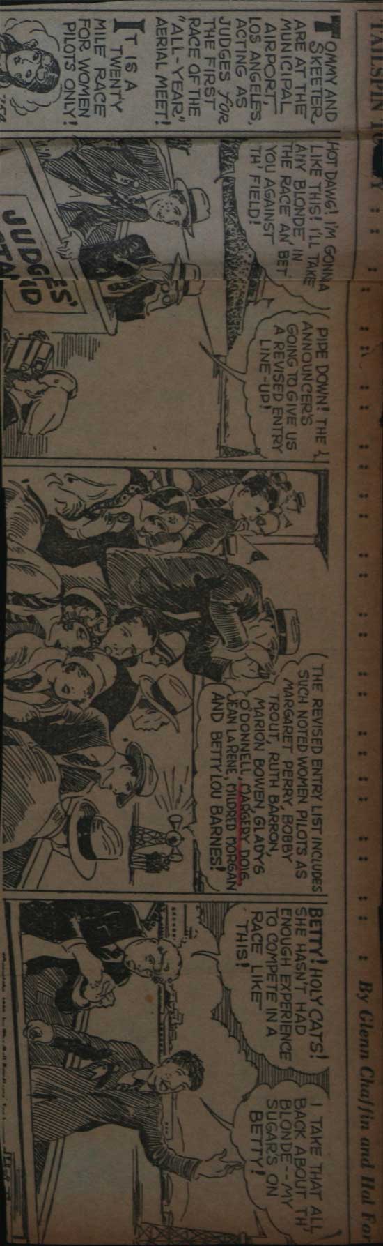 "Tailspin Tommy" Strip From Near the 1930 NAR
