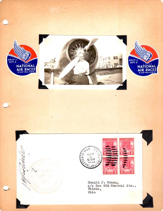 Postal Cachet and Photograph, Jimmy Doolittle, September 4, 1932 (Source: Kranz)
