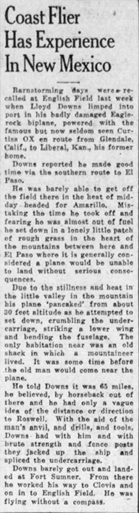 Amarillo Sun News Globe, June 22, 1930 (Source Woodling) 