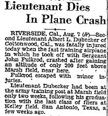 Dubecker Accident, Salt Lake Tribune, August 8, 1931 (Source: Woodling)