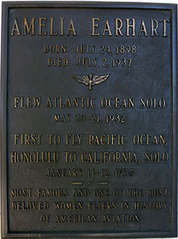 Amelia Earhart Memorial Plaque, Hollywood, CA (Source: Webmaster)