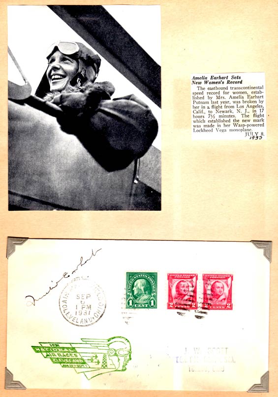 Postal Cachet and Photograph, Amelia Earhart, Ca. 1931-33 (Source: Kranz)
