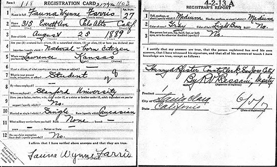 Pat Farris, Draft Registration, June 5, 1917 (Source: ancestry.com) 