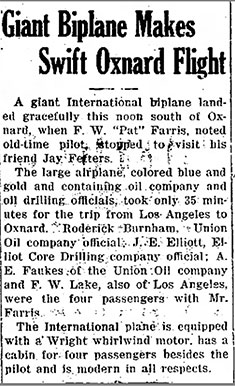 Oxnard Press Courier (CA), April 16, 1929 Source: newspapers.com) 