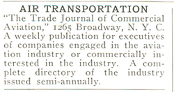 Air Transportation Advertisement, 1930