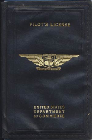 George Faw's 1928 Transport Pilot License Cover (Source: Hyatt)