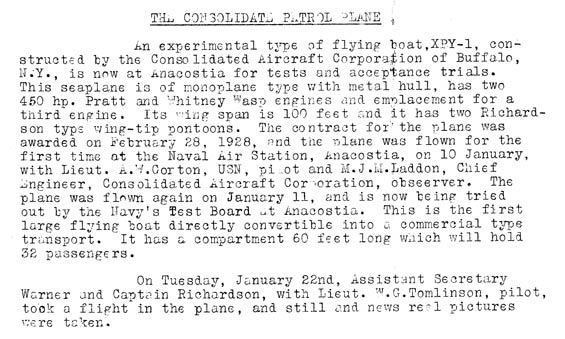 Bureau of Aeronautics Newsletter, January 23, 1929 (Source: Webmaster)