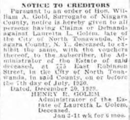 North Tonowanda (NY) Evening News, January 27, 1930 (Source: Web)