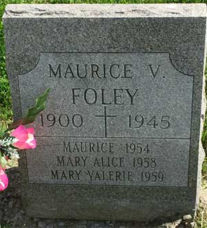 M.V. Foley, Grave Marker, 1945 (Source: findagrave.com)