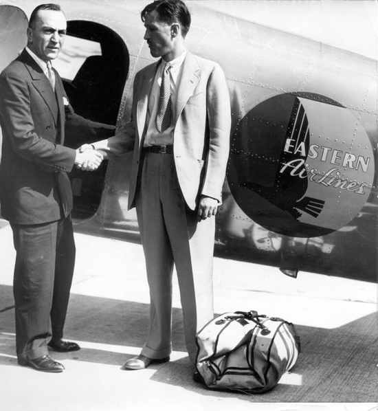 Paul Foster, Right, With Eddie Rickenbacker, July 25, 1935