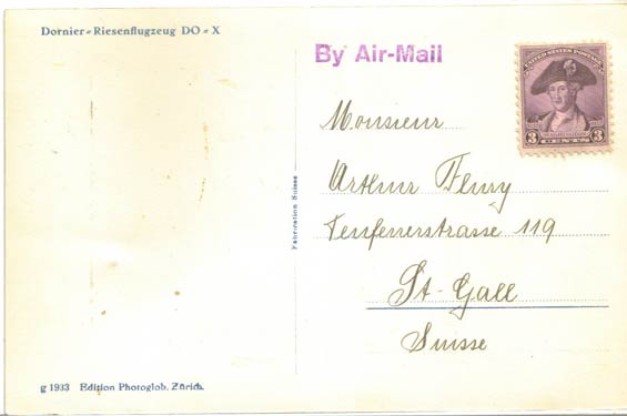 William V. Davis, Jr., Postal Card Cachet, Ca. 1933 (Source: Staines) 
