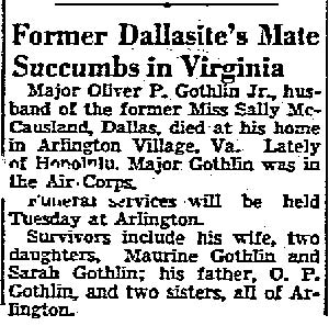 Gothlin Obituary, September 23, 1941 (Source: Woodling)