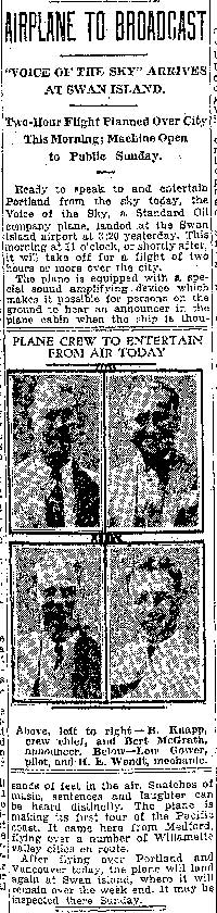 Portland (OR) Morning Oregonian, May 11, 1929 (Source: Woodling)