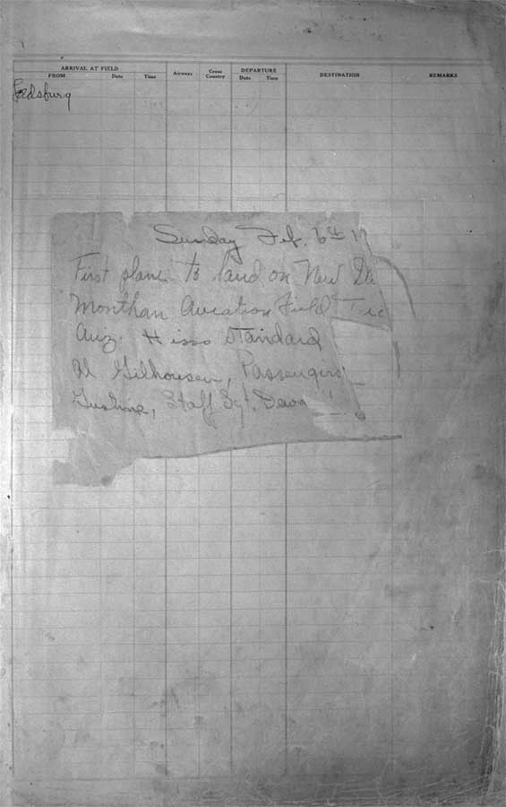 "First Page" of the Davis-Monthan Register, Ca. 1925 (Source: Webmaster)