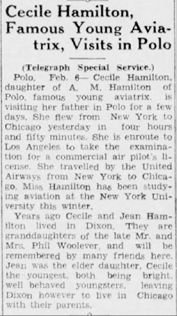Dixon (IL) Evening Telegraph, February 6, 1935 (Source: newspapers.com) 