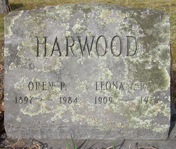 O.P. & Leona Harwood, Grave Marker, 1984 (Source: findagrave.com) 