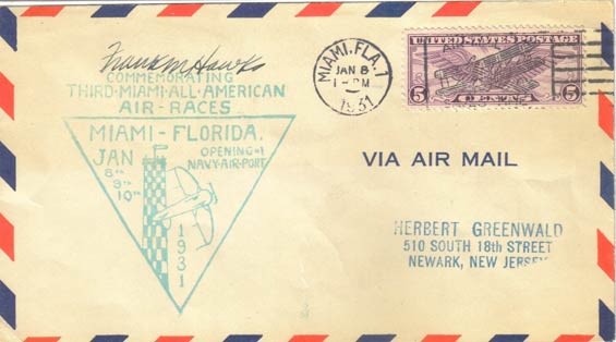 U.S. Postal Cachet, January 8, 1931 (Source: Staines)