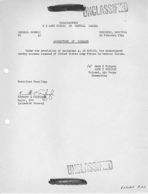 Jack C. Hodgson, Command Letter, February 12, 1944 (Source: Web)