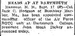 Hodgson & Dartmouth ROTC, September 18, 1951 (Source: Woodling)