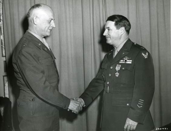 Colonel Jack C. Hodgson Receiving The Legion Of Merit Decoration From Lt. General Charles P. Hall, Ca. 1946 (Source: Hodgson Family via Woodling)