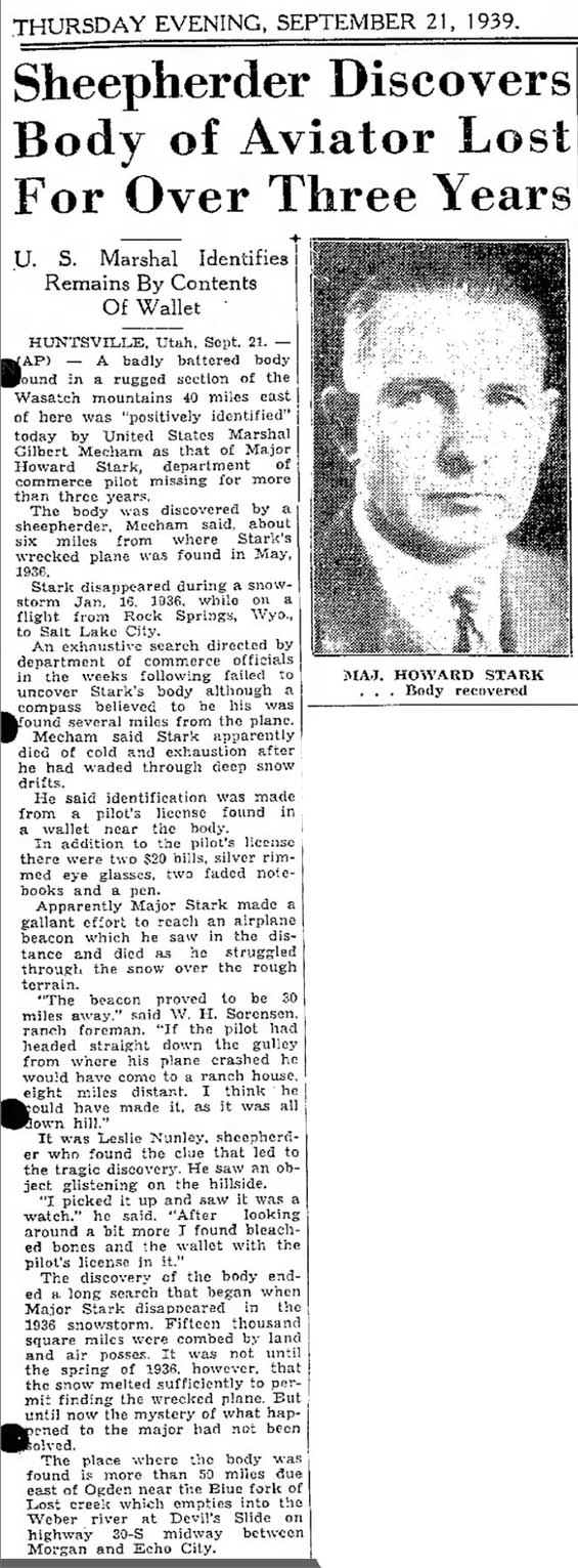 Ogden Standard, September 21, 1939 (Source: newspapers.com)
