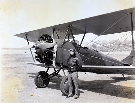 Douglas T. Kelley With (Probably) Travel Air NC4319 (Source: SDAM)