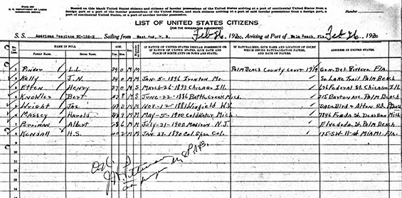 Immigration Form, February 26, 1930 (Source: ancestry.com) 
