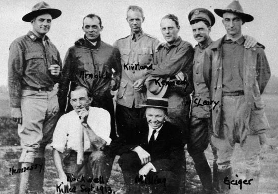 Roy C. Kirtland (center, rear) With Other Early College Park Aviators, Ca. 1911-12 (Source: Watson)