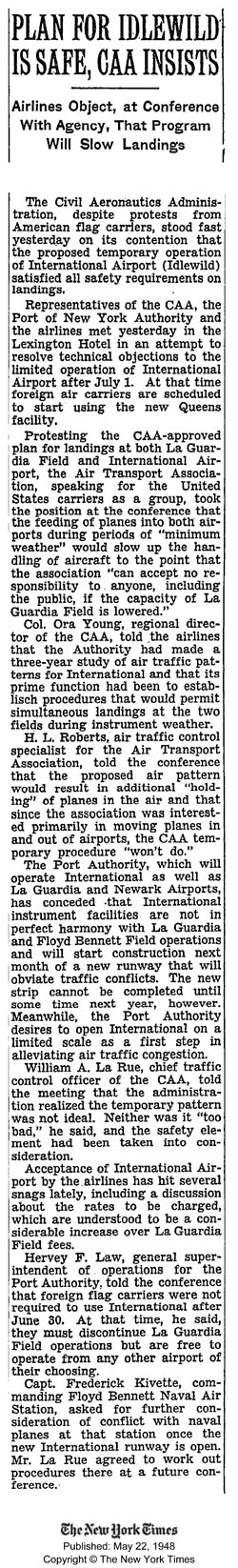 The New York Times, May 22, 1948 (Source: NYT)