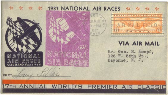 U.S. Postal Service cachet, NAR, September 5, 1937 (Source: Staines)