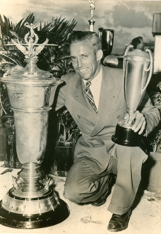 John Livingston, 1939, With Miami Air Derby Trophies