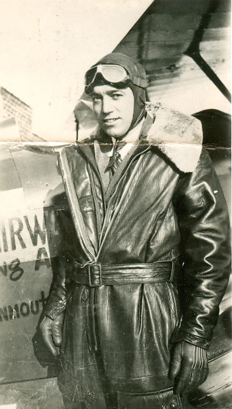 Livingston in Leather Flight Gear Standing Next to NX7527, Ca. 1928