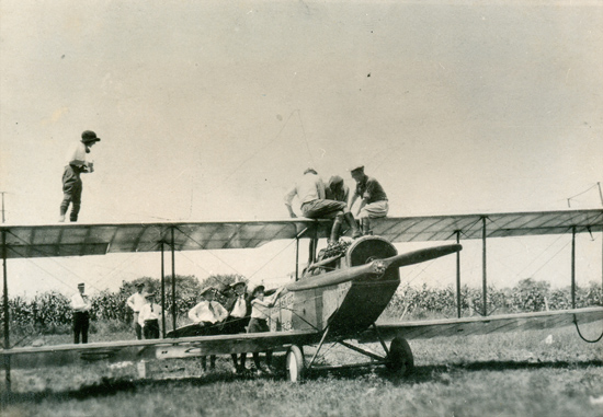 Phoebe Omlie on the Wing of a Curtiss Jenny