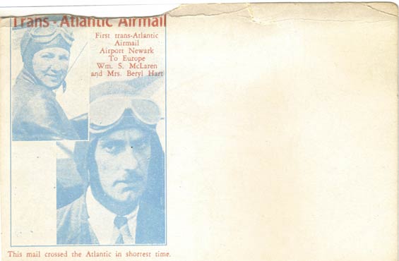 Postal Cachet, MacLaren & Hart Flight, Ca. 1931 (Source: Staines)