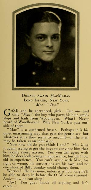 D.S. MacMahan, U.S.N.A. Yearbook, 1923 (Source: Woodling)