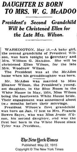 Birth Announcement, The New York Times, May 22, 1915 (Source: NYT)